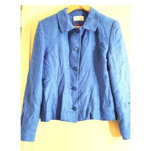 Tweed Giancarlo Ferrari Lined BLUE Blazer Sz M